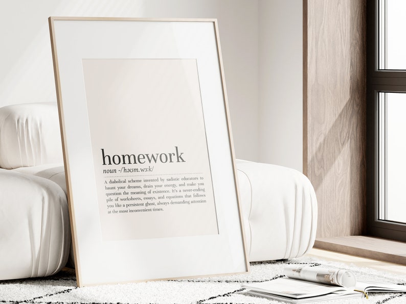 Homework Definition Print: Minimalist Wall Art (digital Download) - Etsy