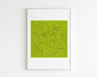 Mayan Glyphs One Line Art Print: Colorful Wall Decor (Digital Download)