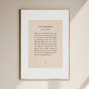 Great Expectations Printable Wall Art, Book Quote Print, Charles Dickens Quote Print, Book Page Print, Vintage Great Expectations