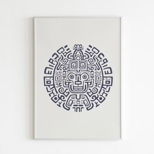 Mayan Glyphs Art Print: Beige & Pastel Decor (Digital Download)