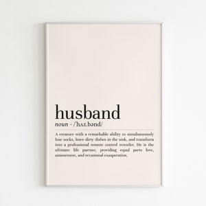 Husband Definition Druck, Husband Wandkunst, Definition Print, Husband Poster, minimalistische Wandkunst, druckbare Wandkunst, digitaler Download