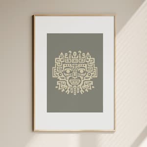 Mayan Gliphs Print | Mayan Wall Art | Mayan Art Print | Mayan Print | Mayan Gliphs Print | Mayan Decor | Beige | Pastel Colors