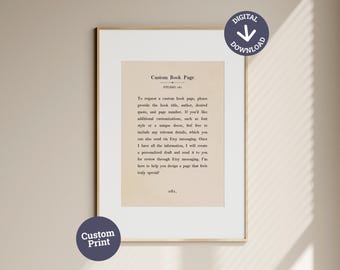 Custom Book Page, Chapter Quote, Printable Vintage-Style Poster, Famous Love Quote From A Book, Wall Art, Literary Art Print, Home Decor