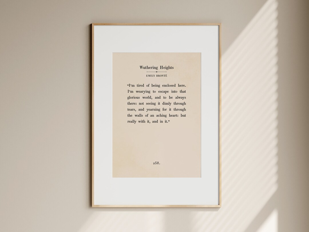 Wuthering Heights Quote Print: Vintage Book Page Art (digital Download ...