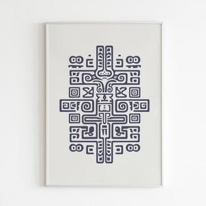 Mayan Gliphs Print | Mayan Wall Art | Mayan Art Print | Mayan Print | Mayan Gliphs Print | Mayan Decor | Beige | Pastel Colors