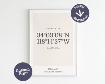 Custom Coordinates Print, Personalized Location Art (Digital Download)