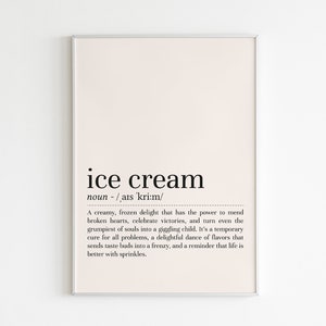 IJsdefinitieprint, kunst aan de muur ijs, definitieprint, ijsposter, minimalistische muurkunst, afdrukbare muurkunst, digitale download