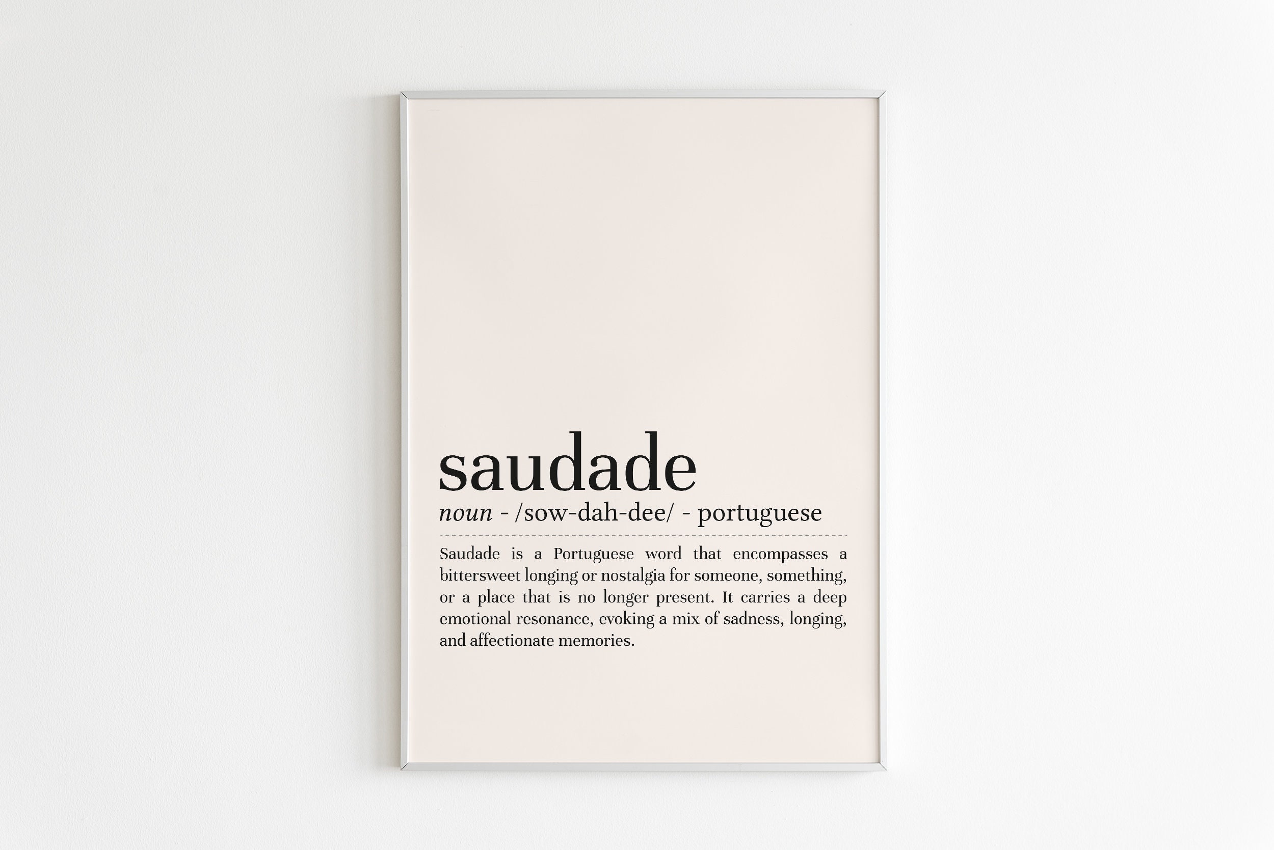 Saudade Definition Art Print Black and White Modern Minimalist