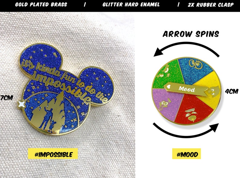 FANTASY QUOTE PINS Quote Enamel Lapel Pins Shiny Glitter Etsy