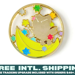 Celestial Owl Glow in the Dark Enamel Pin with Clear Details image 1