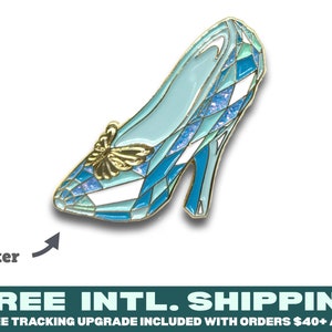 Enamel Pin:  Glass Slipper with Glitter