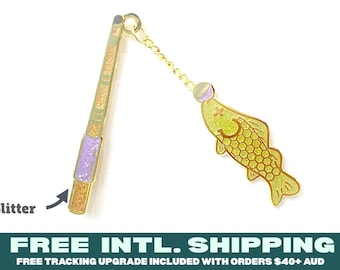 Angelnadel : Gold Glitzer Fisch | Animal Glitter Emaille Kette Anstecker Angelrute I caught a sea bass no wait it es least a c+ bass!