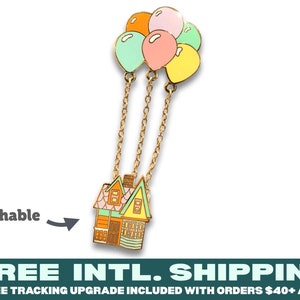 FLOATING HOUSE PIN : House with Removable Balloon Chain section Adventure is out there Explorer Balloon Detach