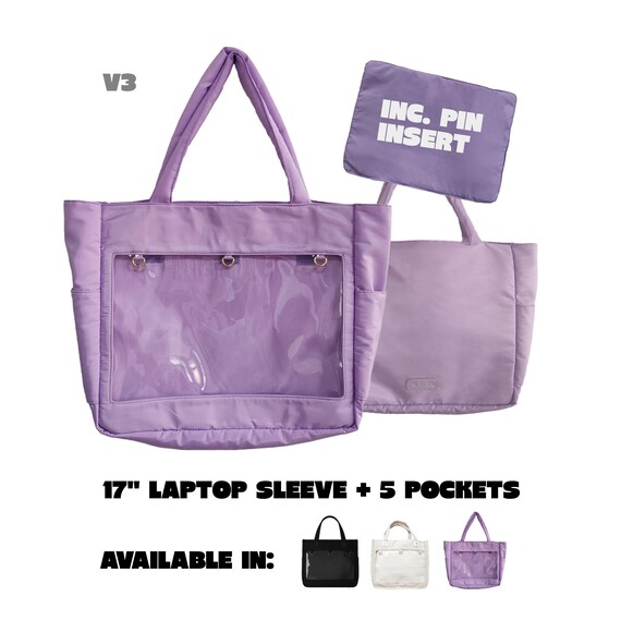 Tote Ita Bag Canvas Crossbody Shoulder Bag Backpack Kawaii with Pin Display Amazon.com: Cat Ita Bag Pin Display Kawaii Backpack for  main image 3