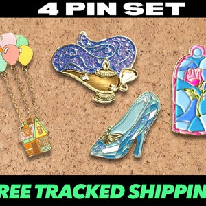 ENCHANTED ENAMEL PINS discounted : up house chain beauty beast rose magic gold fantasy image 1