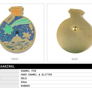 Libra Zodiac Wish Bottle Enamel Pin with Gold Plating and Glitter image 2