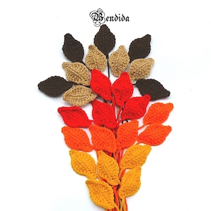 Gehäkelte Blätter-Applikationen, Herbstblatt-Motiv, kleiner Aufnäher, Kartenherstellung oder Scrapbook-Zubehör, Herbstfarben-Dekorationen, 25er-Set.