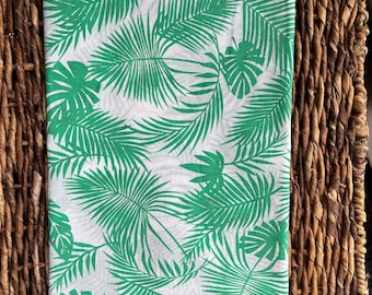 56 Yard Green Leaf Design Cotton Fabric, Tropical Fabric, Boho Leaf Fabric, Fabric By The Yard, Dress Fabric, Nautical Fabric, Cute Fabric