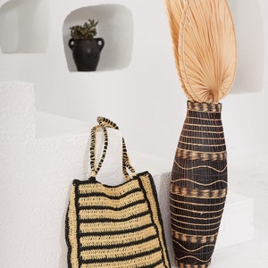 Large Straw Beach Tote Bag, Woven Rattan Bag, Straw Wicker Bag, Unique ...
