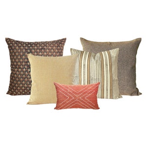 Brown Throw Pillow Cover Combo, Beige Cushion For Sofa, Sectional Pillow Set Neutral Color, Rust Pillow Case Set, Farmhouse Style Pillow Set