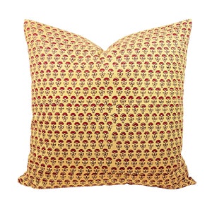 Beige Throw Pillow Cover 20x20, Neutral Cushion Cover, Farmhouse Couch Pillow, 18x18 Pillow Case, Cotton Cushion Cover, Block Printed Pillow