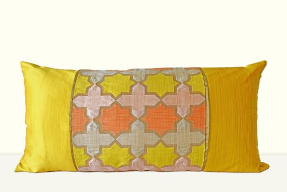 yellow rectangular cushion