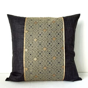 Black Pillow Cover 18x18, Throw Pillow Covers 22x22, Decorative Pillows, Couch Throw Cushions, Black Gold Cushion, Black Cushion Cover 16x16