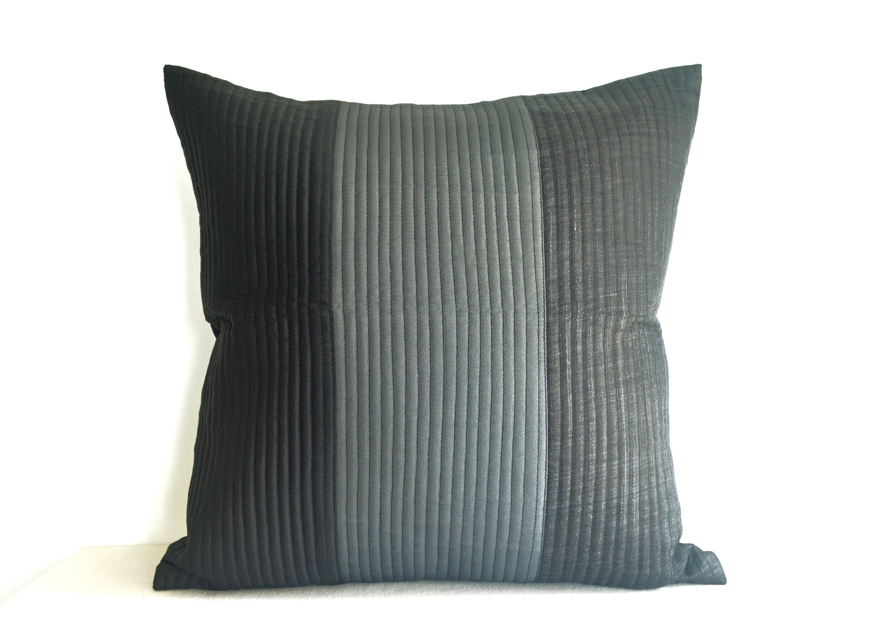 Black grey cushion covers 18x18 pillow covers black throw Etsy