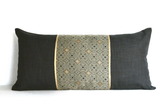 Lumbar Pillow Cover 12x24 Black Pillow Cover Black Cushion Cover