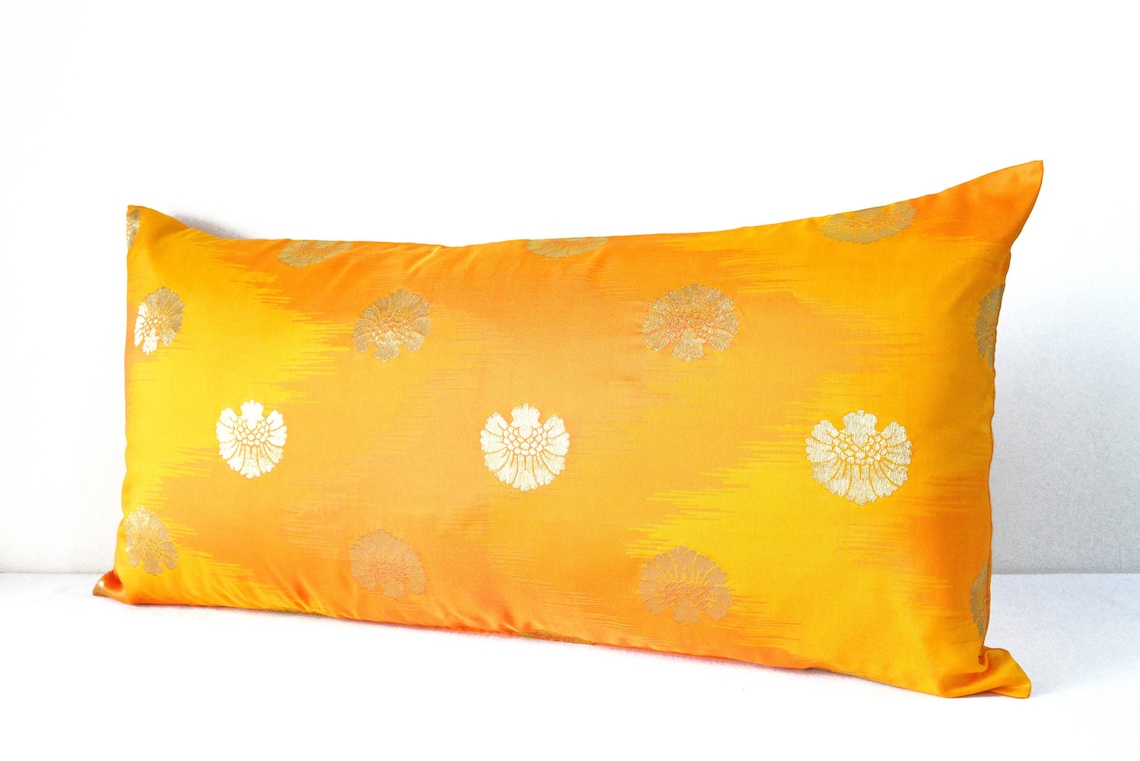 Bright yellow pillow cover lumbar cushion cover yellow Etsy