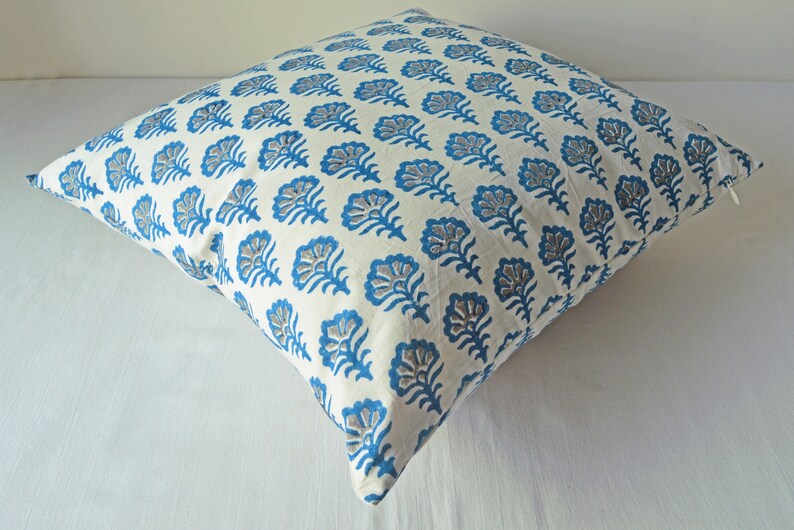 Buy Bedroom Throw Pillows Covers 16x16 Cushion Cover White Blue Online