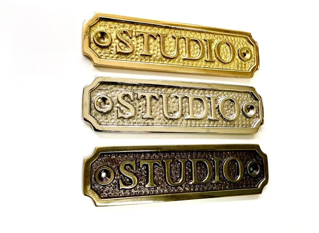 Studio Door Sign Available in Three Finishes - Nickel, Antique Bronze ...