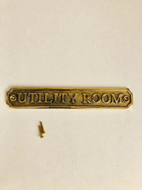 Utility room door sign available in three finishes silver | Etsy