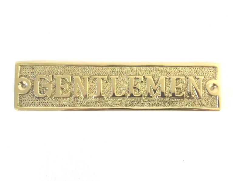 Gentlemen brass door plaque choice of three finishes - brass, antique or nickel. Matching screws provided. Traditional toilet bathroom sign Bild 3