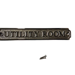 Utility Room Door Sign Available in Three Finishes - Silver Nickel ...