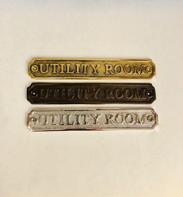 Utility room door sign available in three finishes silver | Etsy