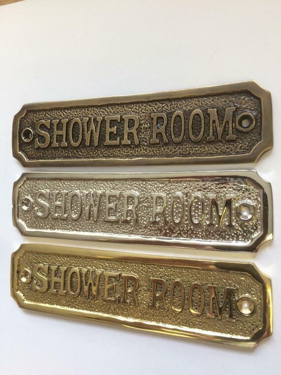 Wall Hangings polished brass Shower room solid brass door sign