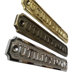 Utility Room Door Sign Available in Three Finishes - Silver Nickel ...