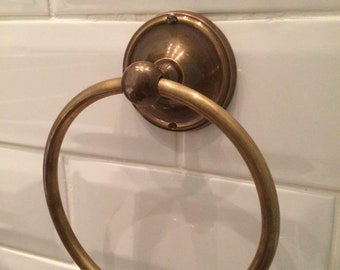 Towel ring plain antique bronze finish with screws/plugs.