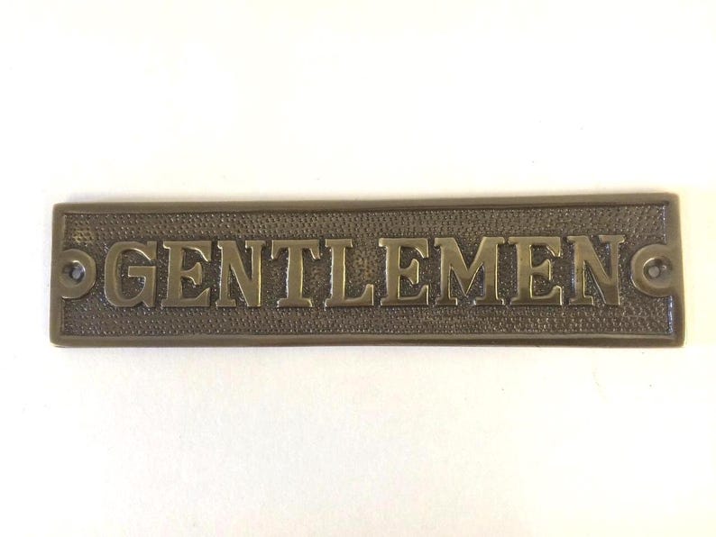 Gentlemen brass door plaque choice of three finishes - brass, antique or nickel. Matching screws provided. Traditional toilet bathroom sign Bild 2