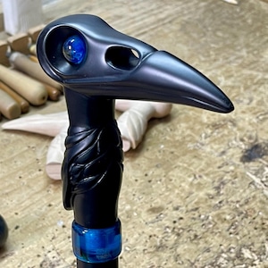 Black Crow Skull Walking Cane Walking Stick Goth Style Raven Skull Cane Fancy Walking Canes