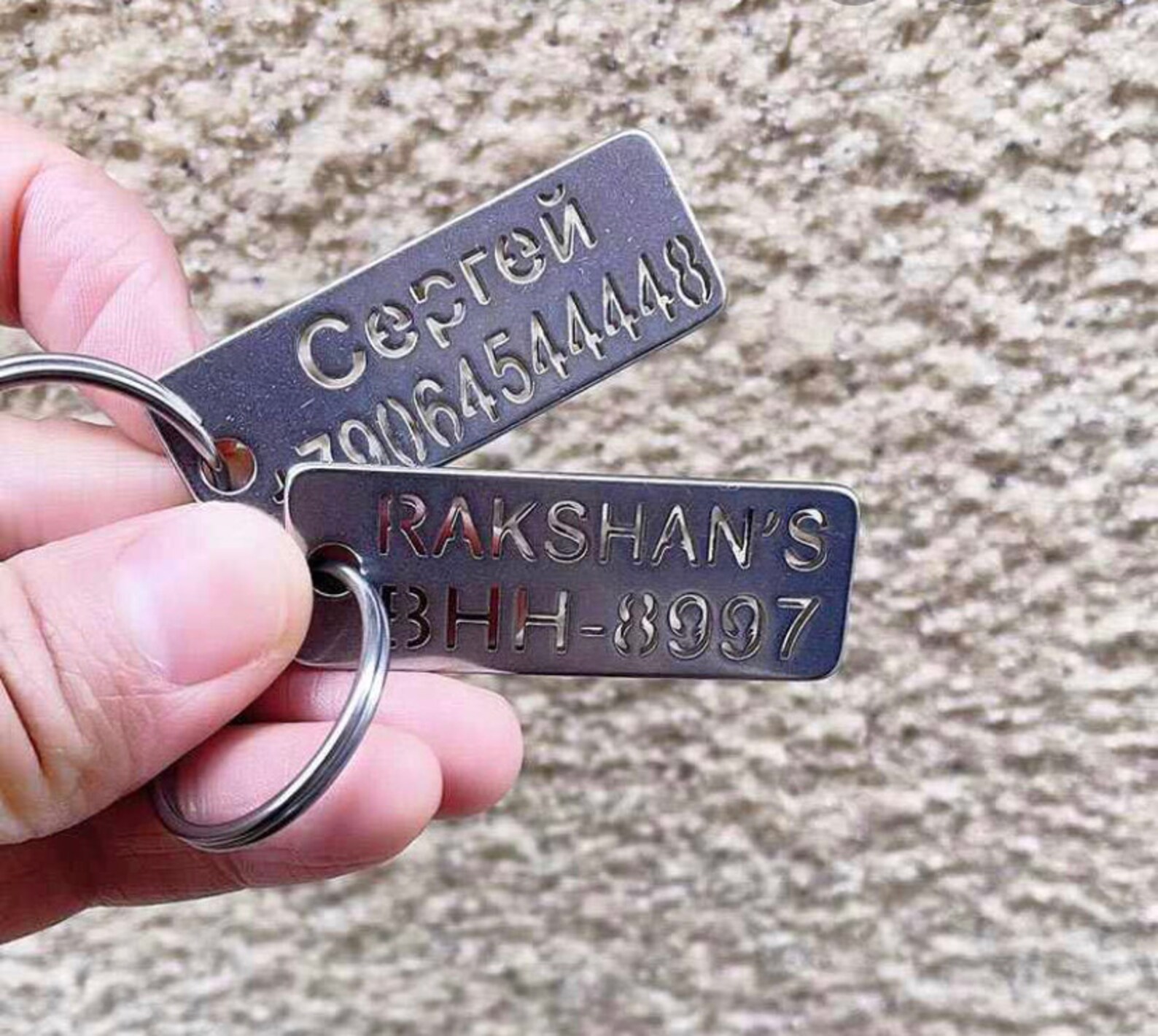 Car engraved keychains with phone number. Stainless steel gift Etsy