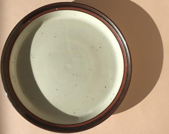 9 Midcentury Swedish White Grey Brown Red Pottery Dinner Plates