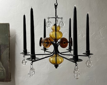 Erik Hoglund Art Glass Chandelier Candle Holder | Boda Nova | Vintage