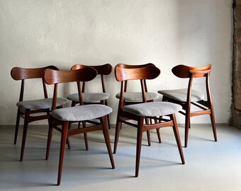 6 Teak Chairs by Louis van Teeffelen/Kastrup/Gray/Vintage