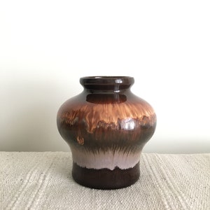 Vintage Strehla Ceramic Vase/Glance Glazed Brown Vase/West Germany/1960s