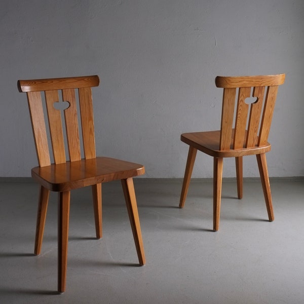 2 Göran Malmvall Pine Chairs | Solid Wood | Sweden | Vintage