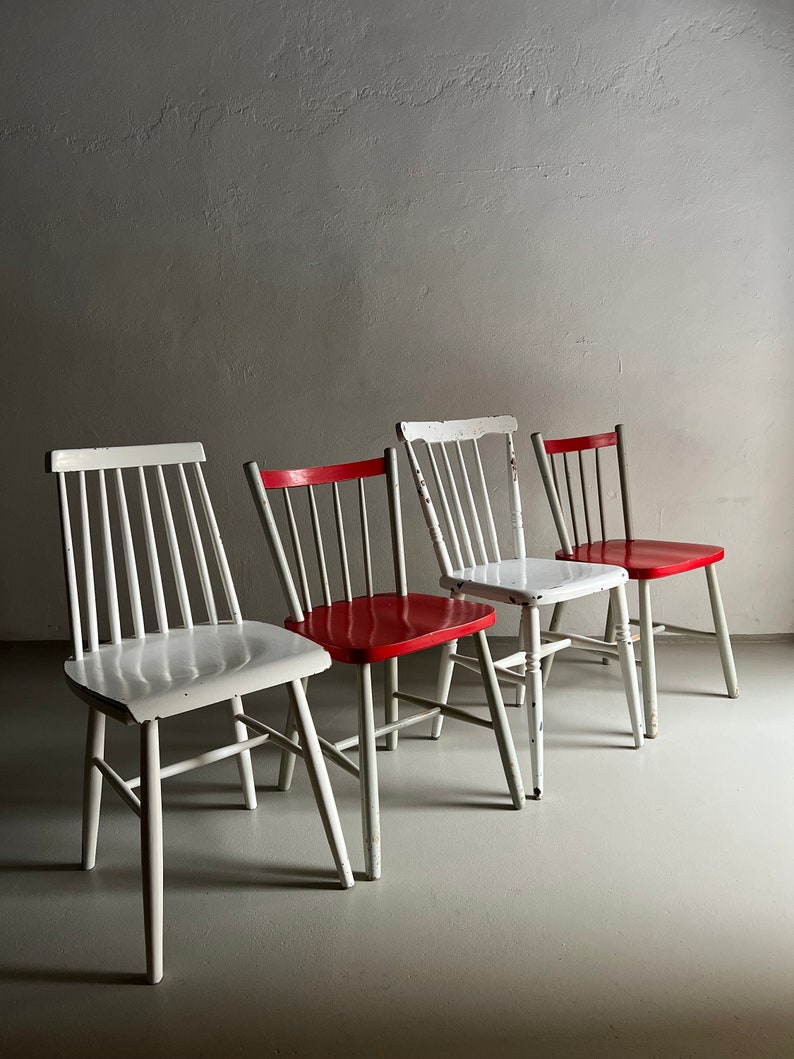 2 rot-graue skandinavische Stühle/MCM/Mid-Century/Vintage Bild 10