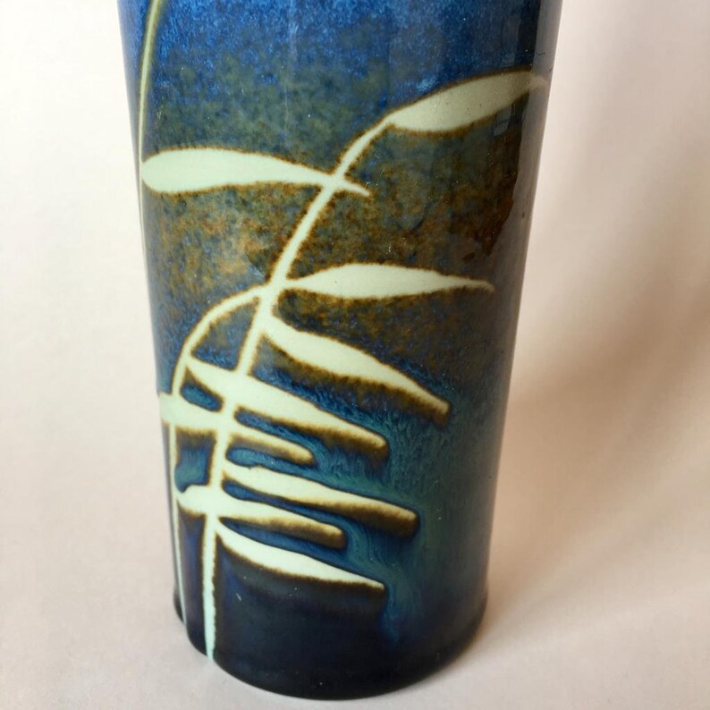 Vintage Jackie Lynd for Rorstrand Stoneware Vase/Blue Brown Green/Sweden image 7