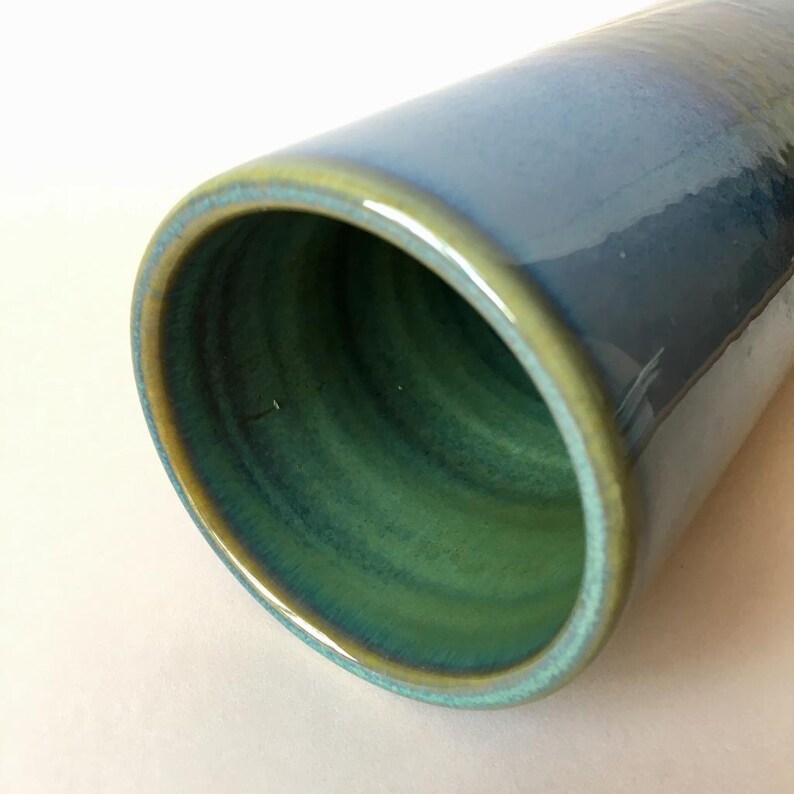 Vintage Jackie Lynd for Rorstrand Stoneware Vase/Blue Brown Green/Sweden image 6